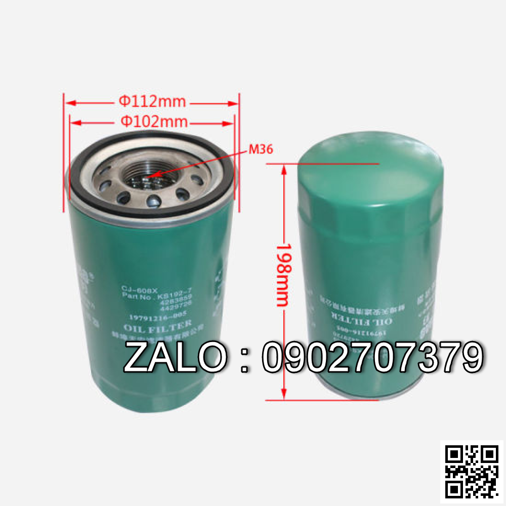 Lọc dầu dùng cho xe nâng TCM 10 tấn, PN 20801-01441