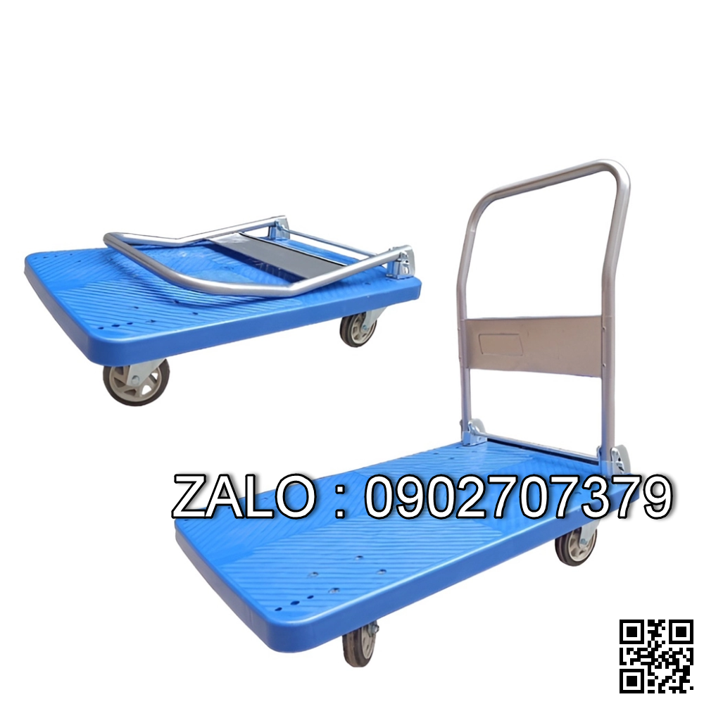 Xe Đẩy Hàng 4 Bánh Sàn Nhựa Xe Xếp Tải Trọng 150 kg