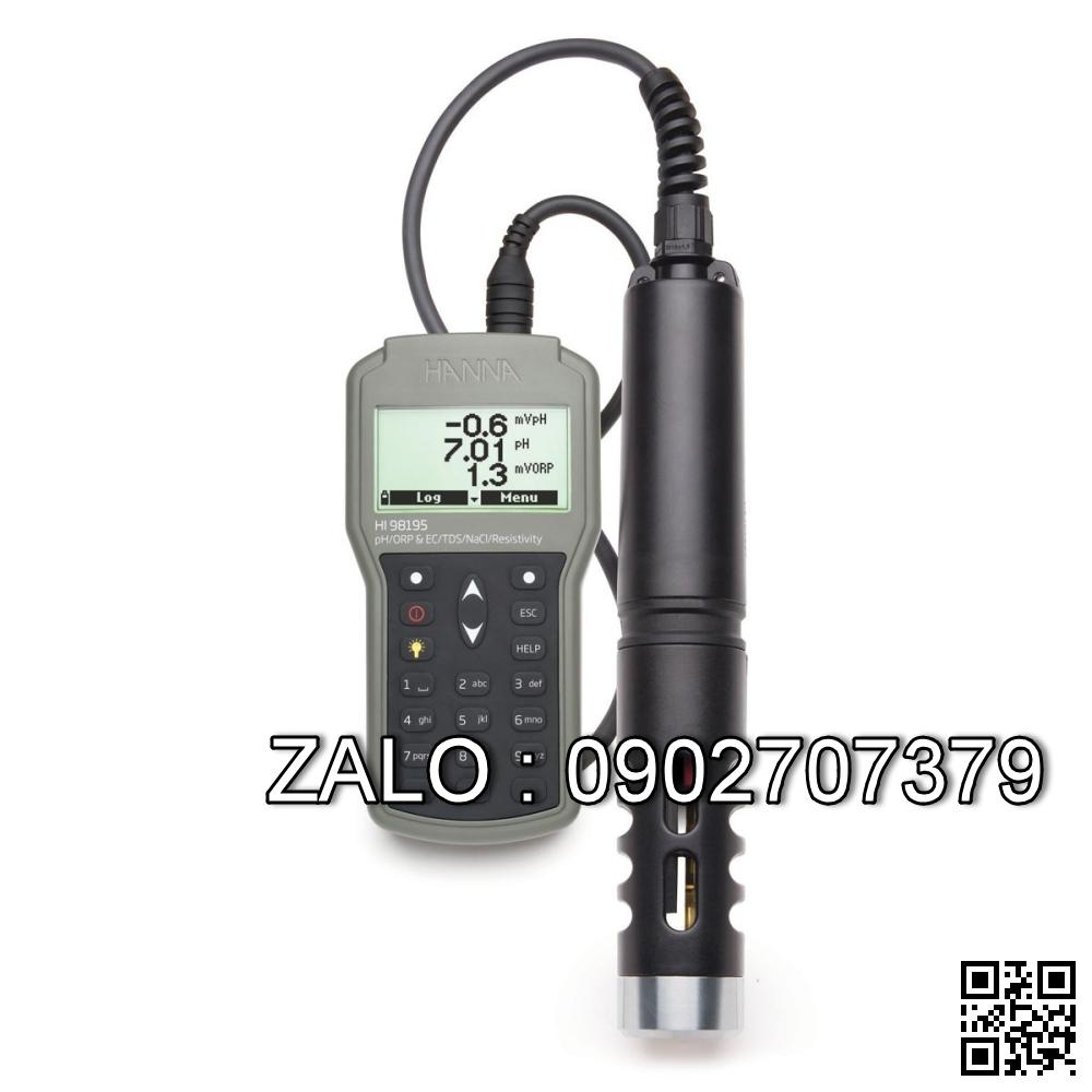 Máy đo PH/ORP/EC/Áp suất/Nhiệt độ Hanna HI98195/40 (40 m cáp)