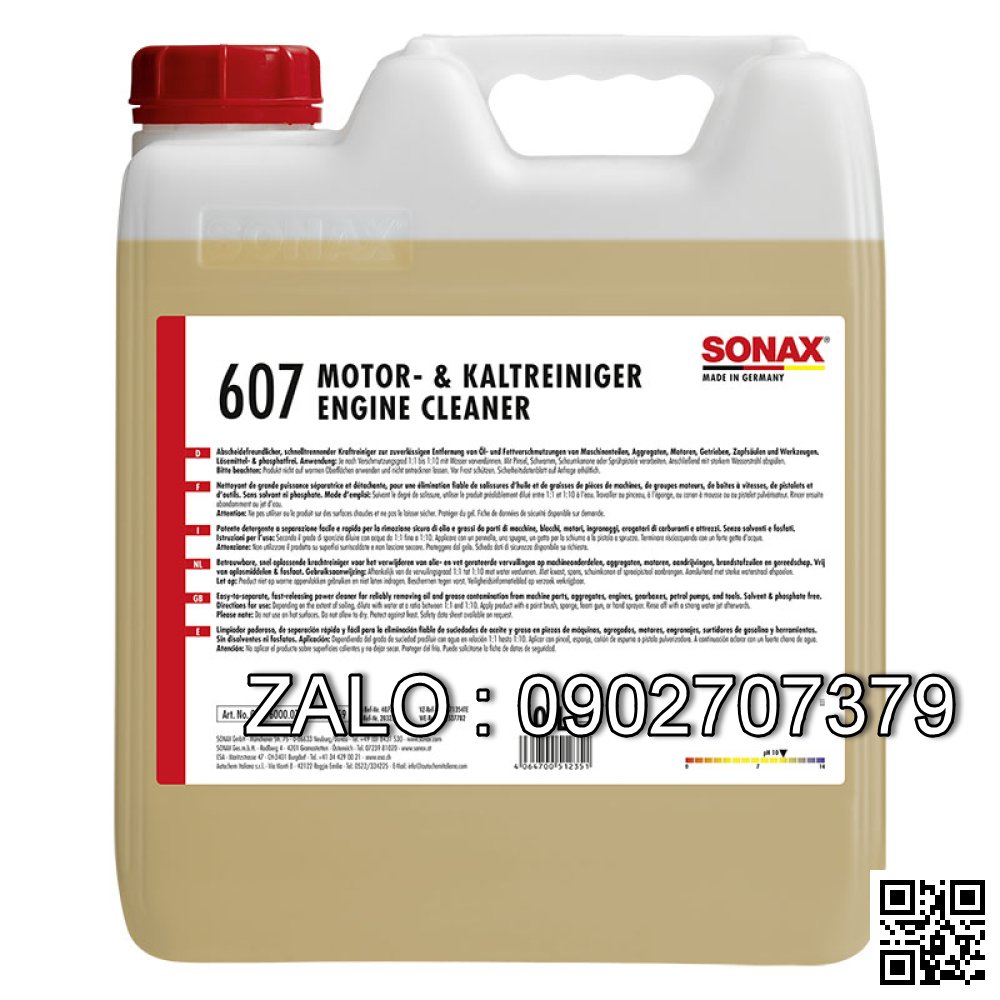 Nước rửa khoang máy ô tô Sonax Engine cold cleaner 607 10 lít