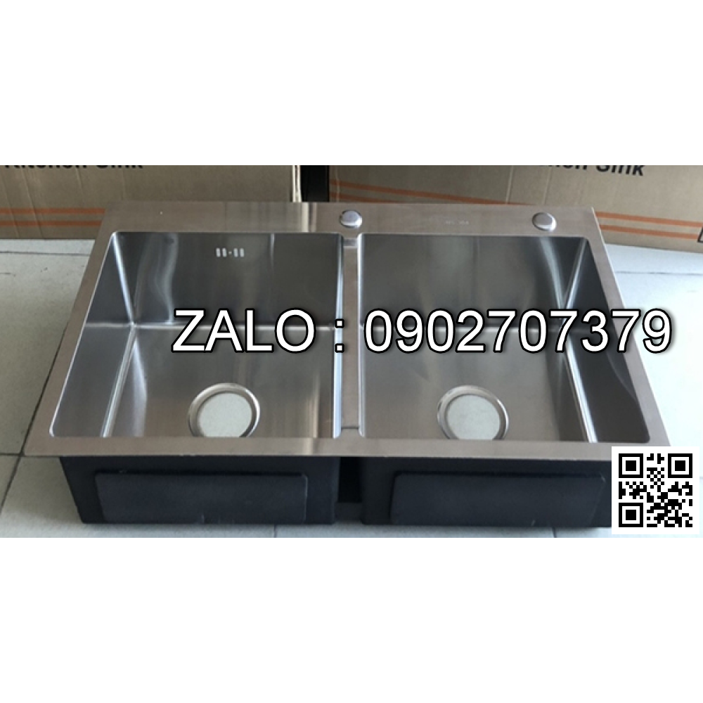 Bồn Chậu Rửa Chén Đúc Plus 100X50 Cm 100% Inox 304 Hàng Loại 1 Có 2 Ngăn Lớn Đều Nhau