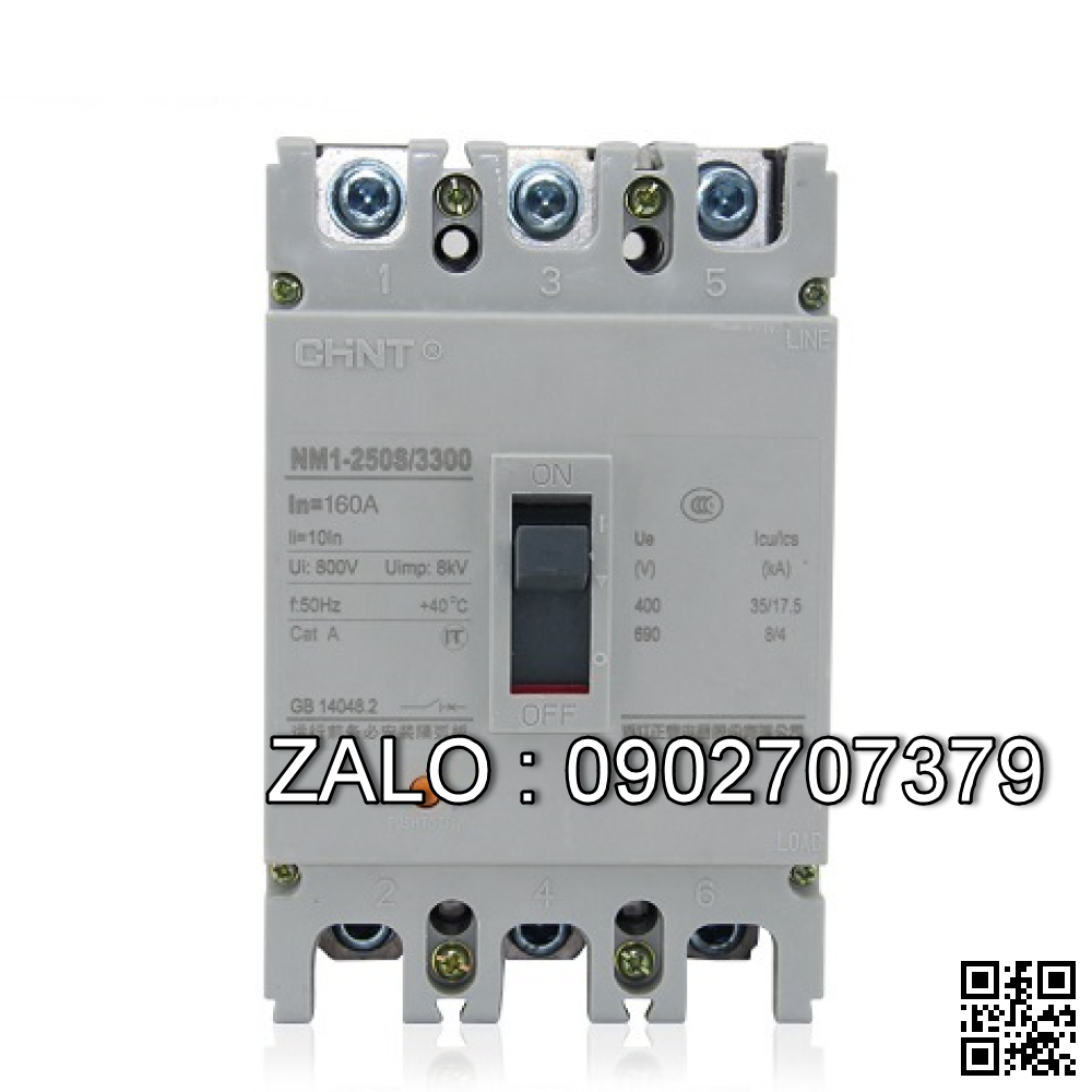 Aptomat MCCB Chint NM1-63S-3P 16A (15kA)