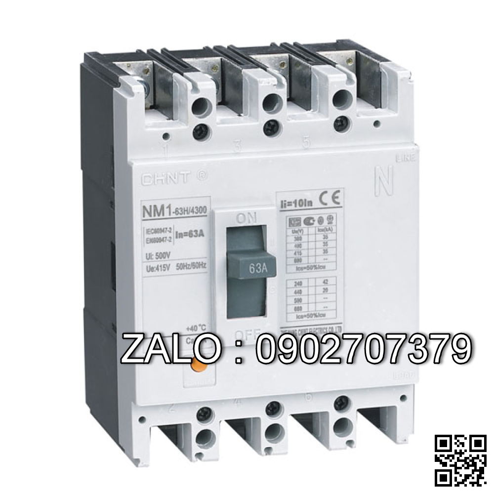 Aptomat MCCB Chint NM1-63H-4P 60A (35kA)