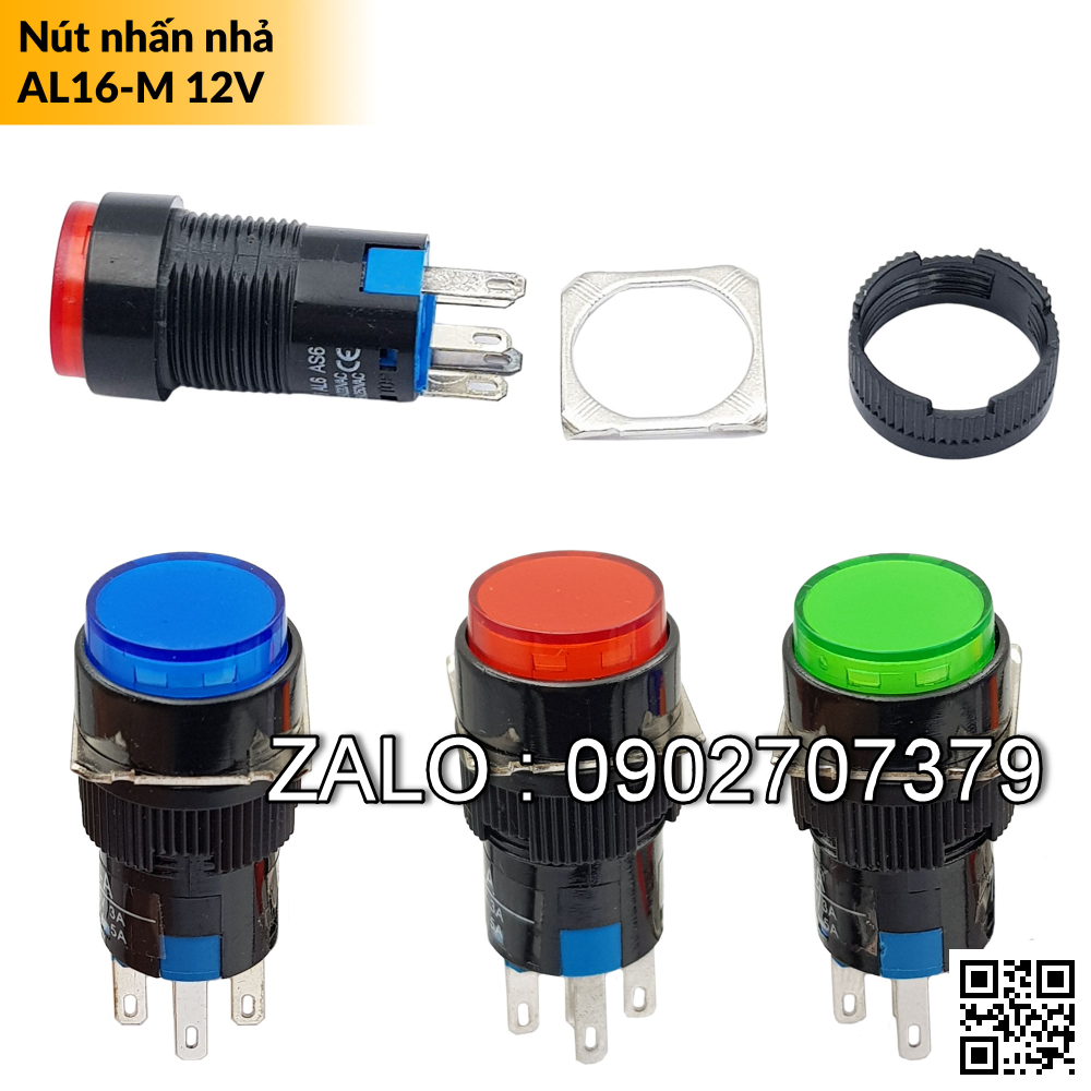 Nút nhấn nhả có đèn AL6-M 12V