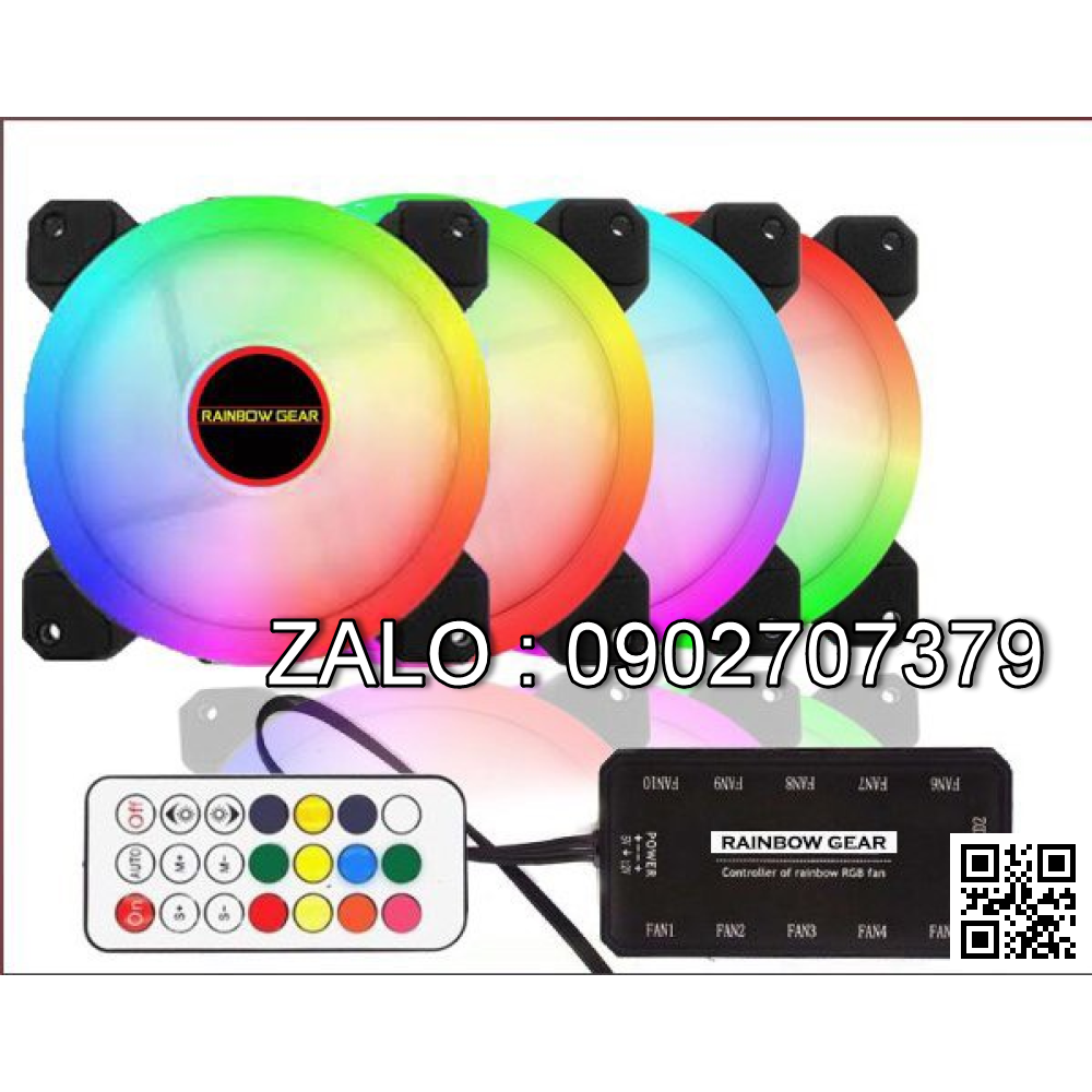 Bộ KIT 4 Fan Rainbow Led RGB + Hub Điều Khiển