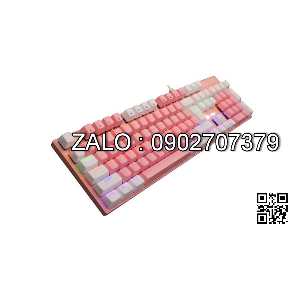 Keyboard Cơ VSP VM01 Trắng Hồng Led Usb