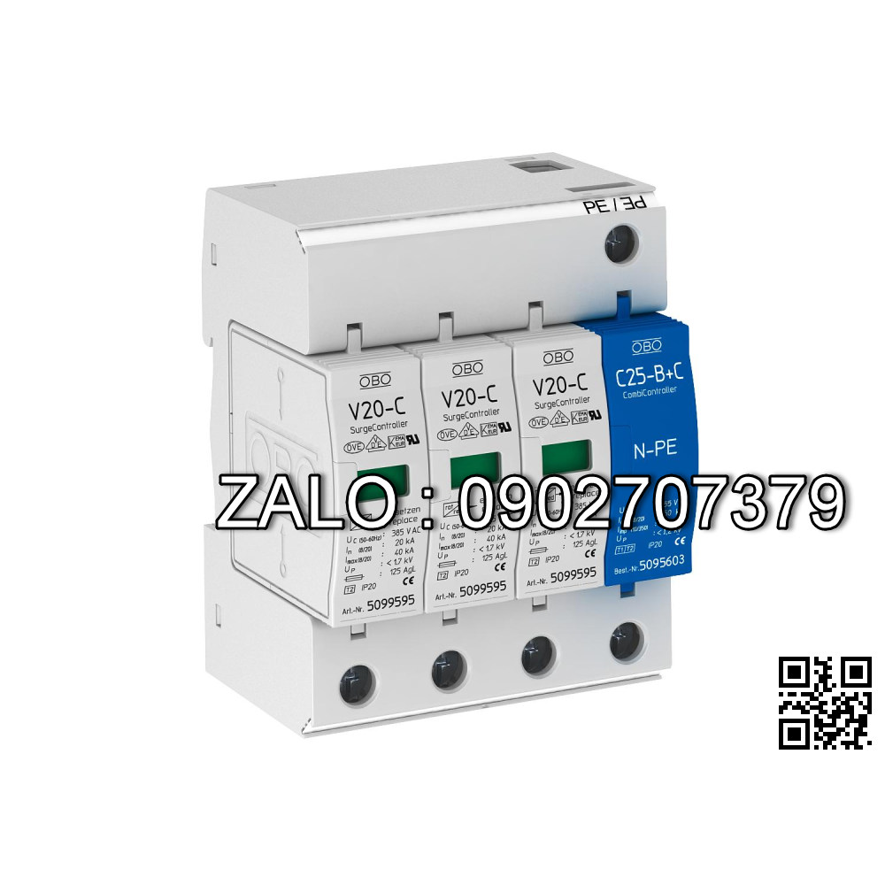 Thiết bị cắt lọc sét 3 pha V20-C/3+NPE FS 280 OBO 5094668