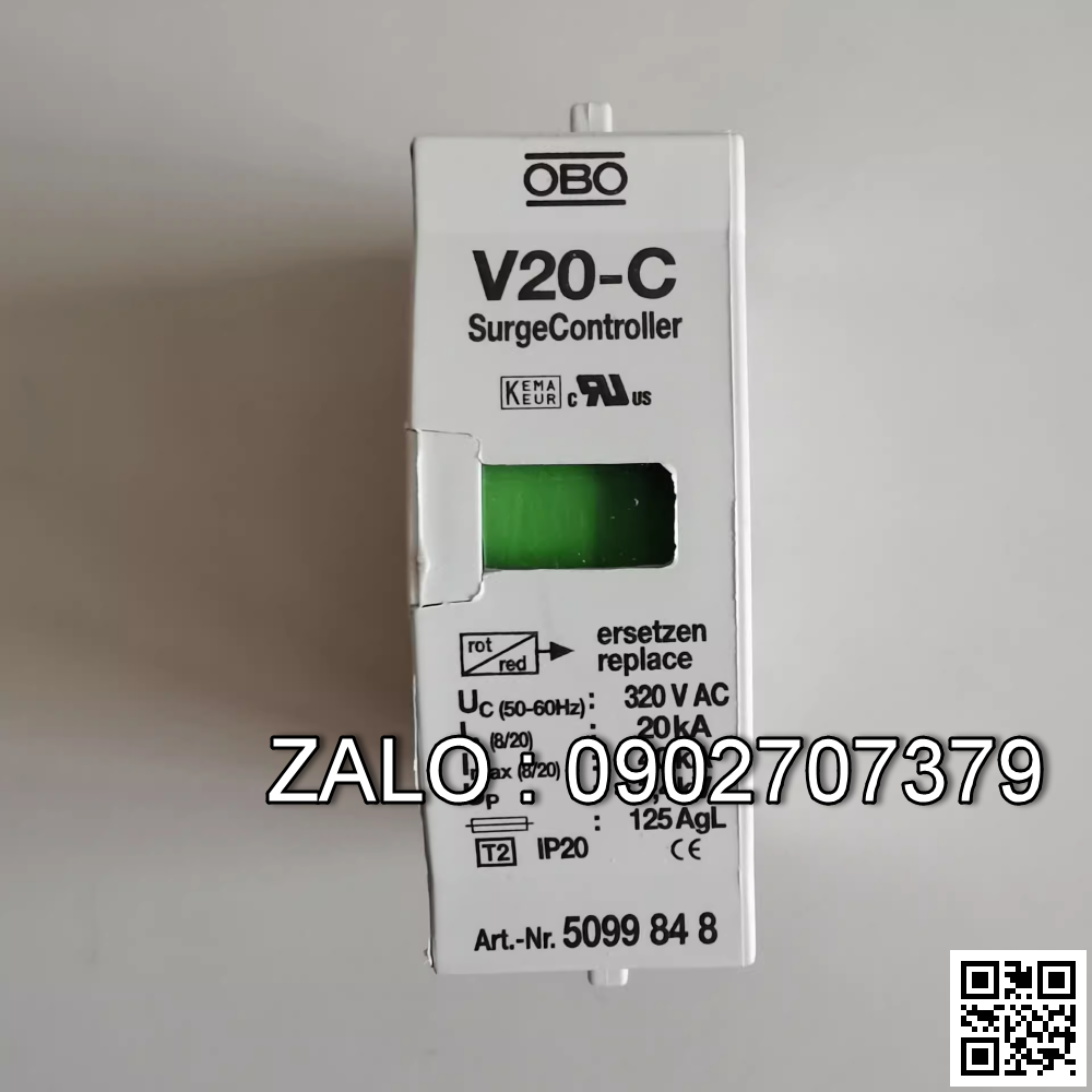 Thiết bị cắt lọc sét V20-C/0-385 (385V, 40kA) OBO 5099595
