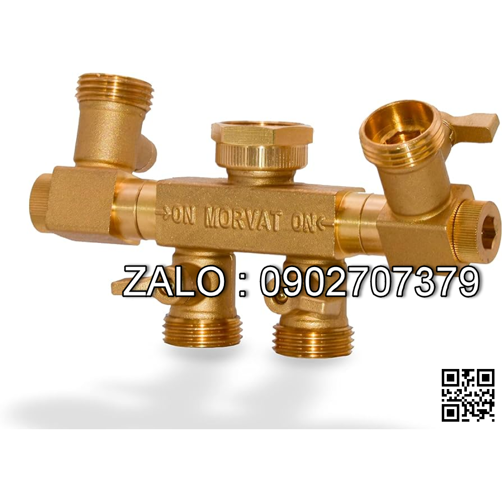 Van thau 5 ngã ren trong ở giữa - 4 đầu nối ống mềm DN8