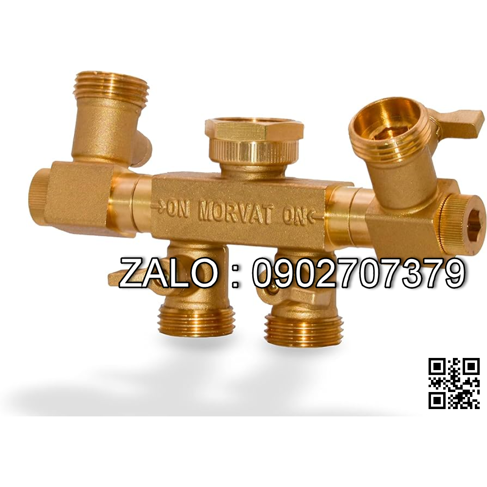 Van thau 5 ngã ren trong ở giữa - 4 đầu nối ống mềm DN50