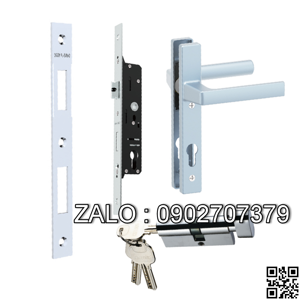 Khóa đơn điểm Kinlong màu trắng cửa nhôm Xingfa