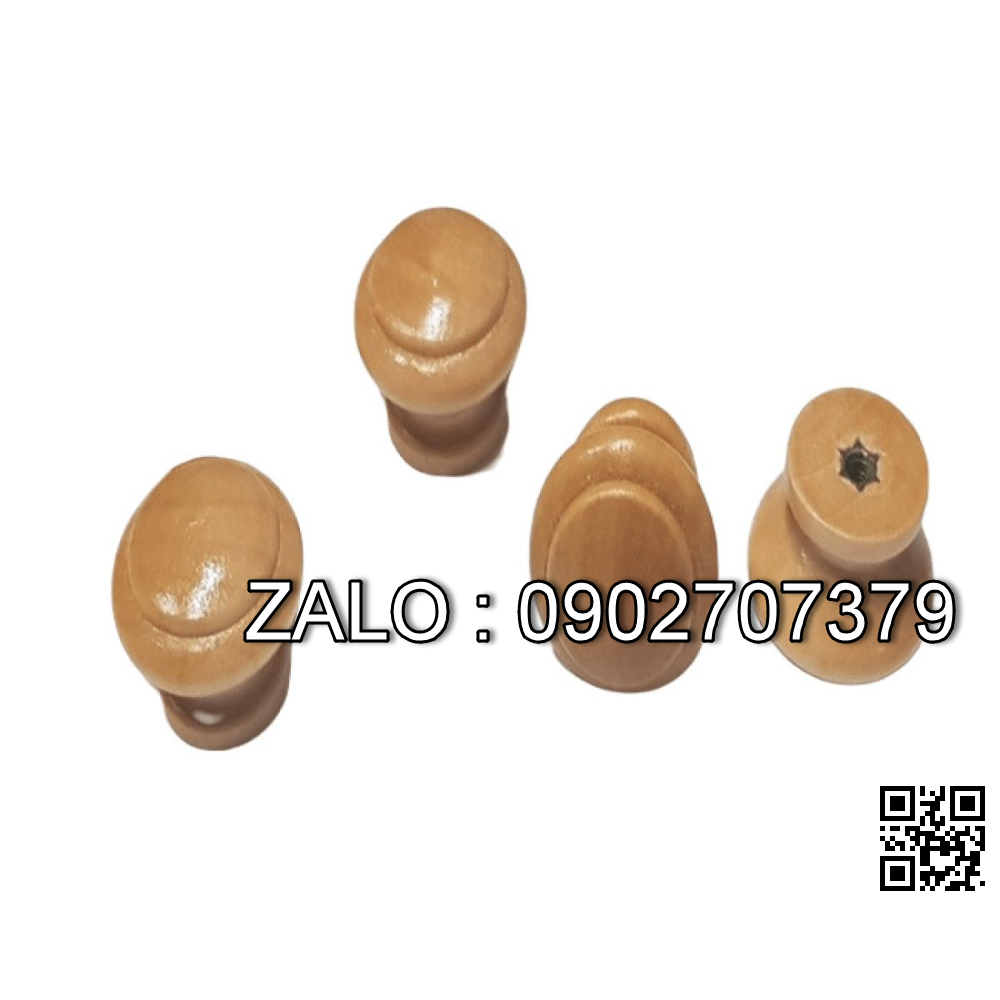 Tay Nắm Tủ Núm Gỗ Có Viền Trung Màu Lợt