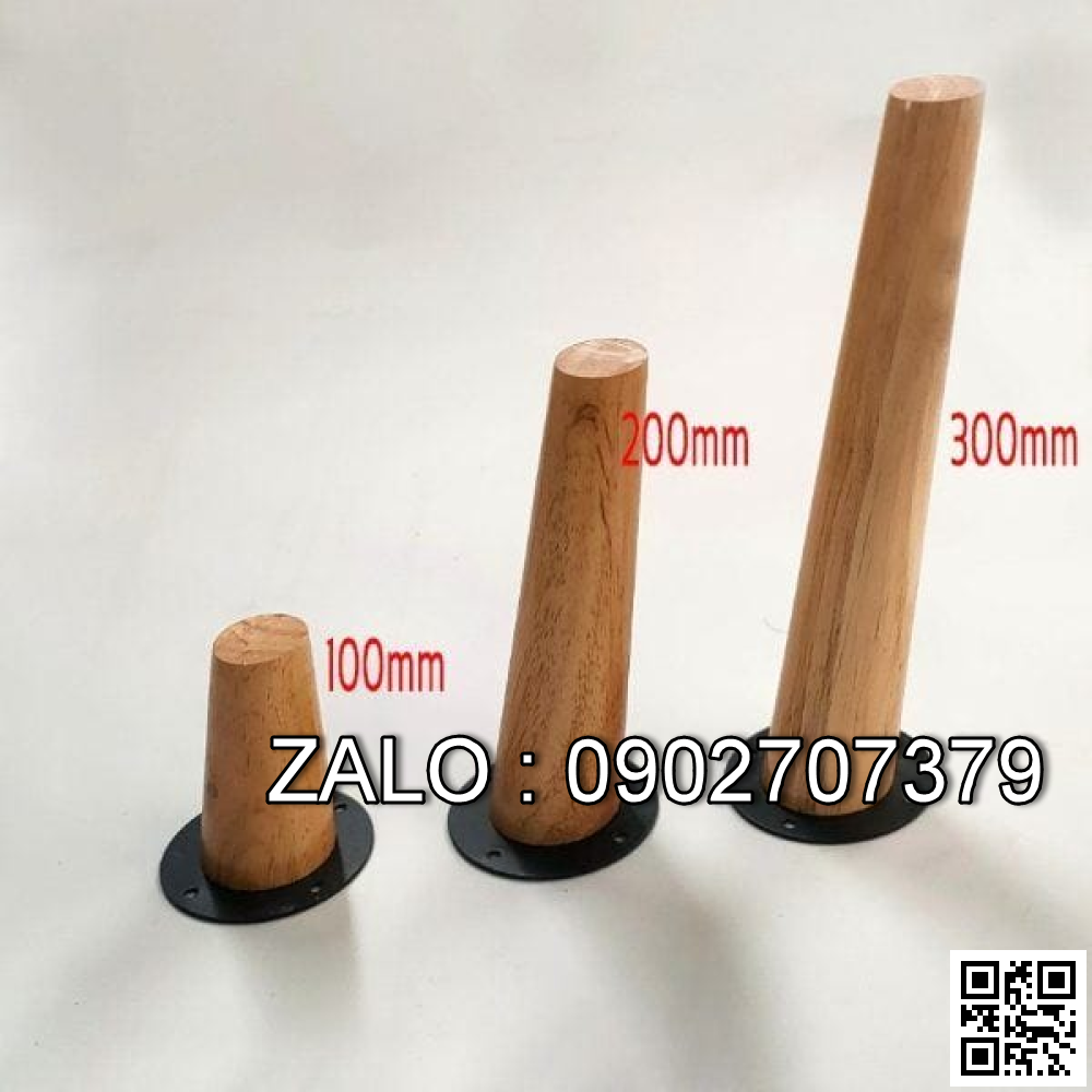 Chân gỗ tròn+Bas đen/Bas vàng 150mm 40*110mm