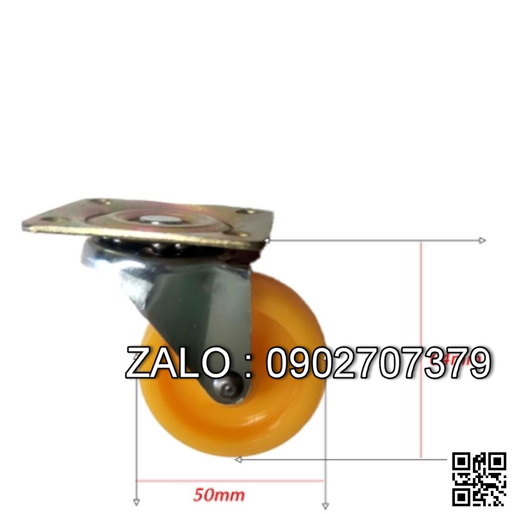 Bánh xe vàng-không khóa Phi 60mm 1 vòng bi