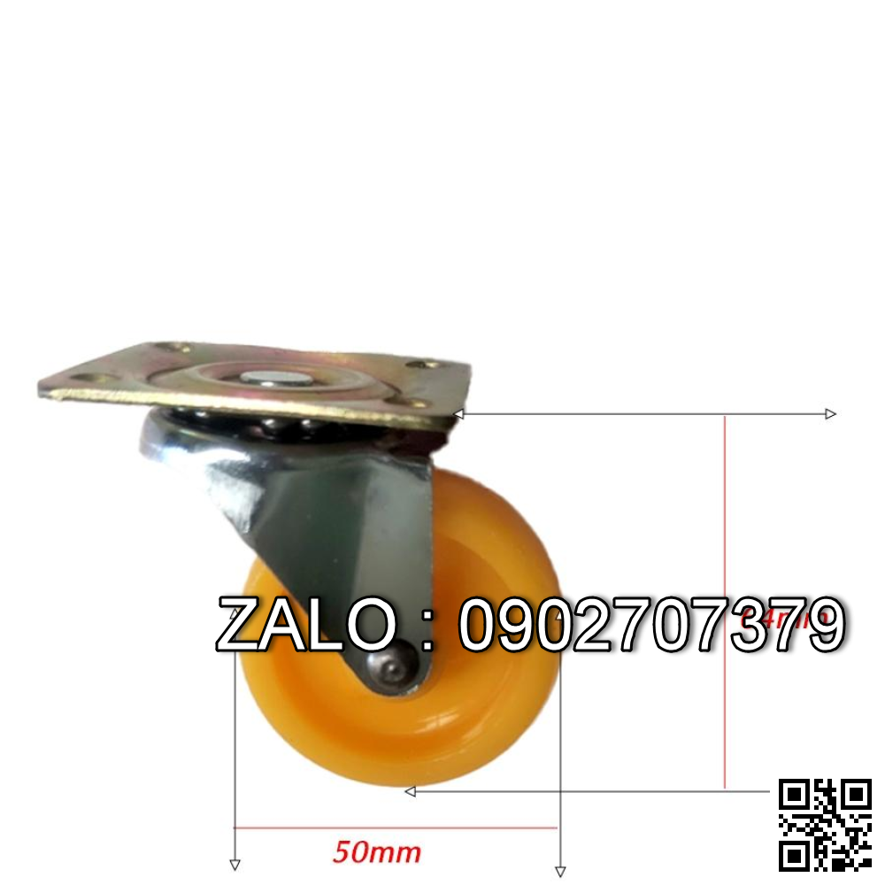 Bánh xe vàng-không khóa Phi 40mm 2 vòng bi