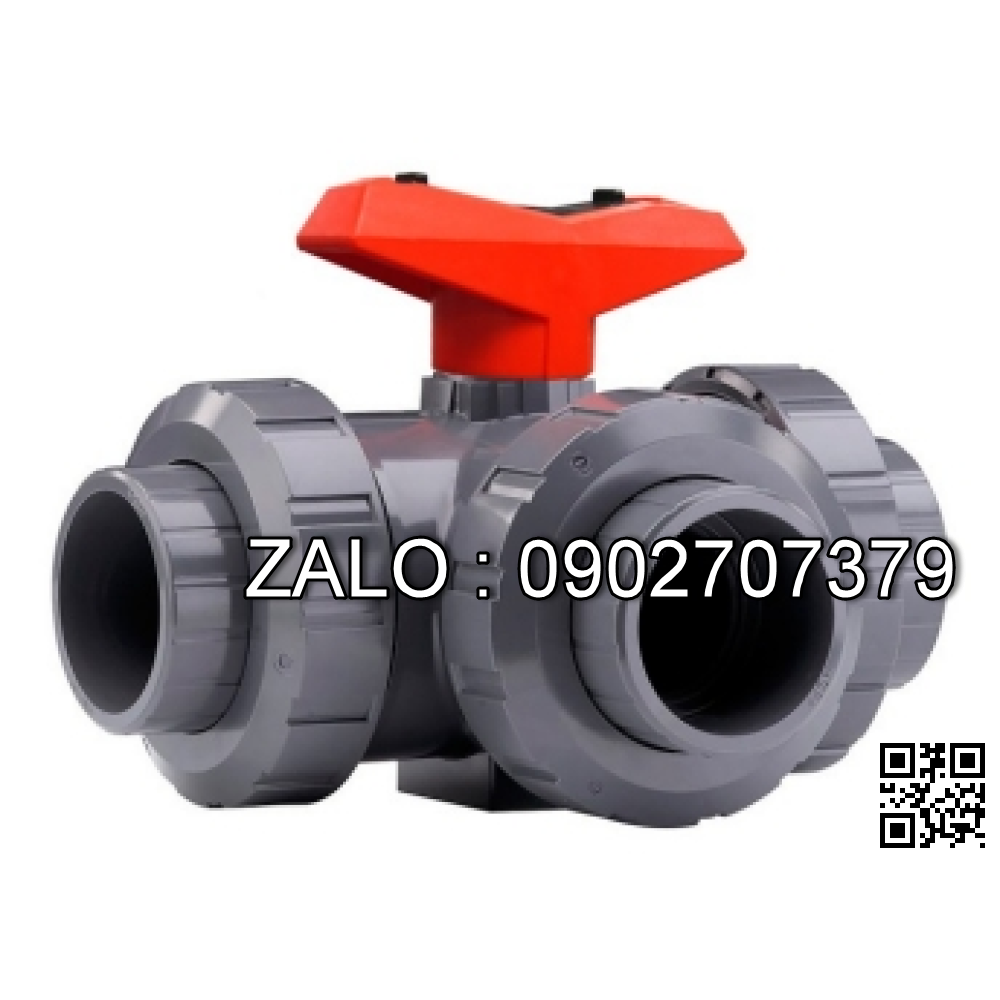 Van bi nhựa rắc co 3 đầu sử dụng ống phi 25 Đồng Nai