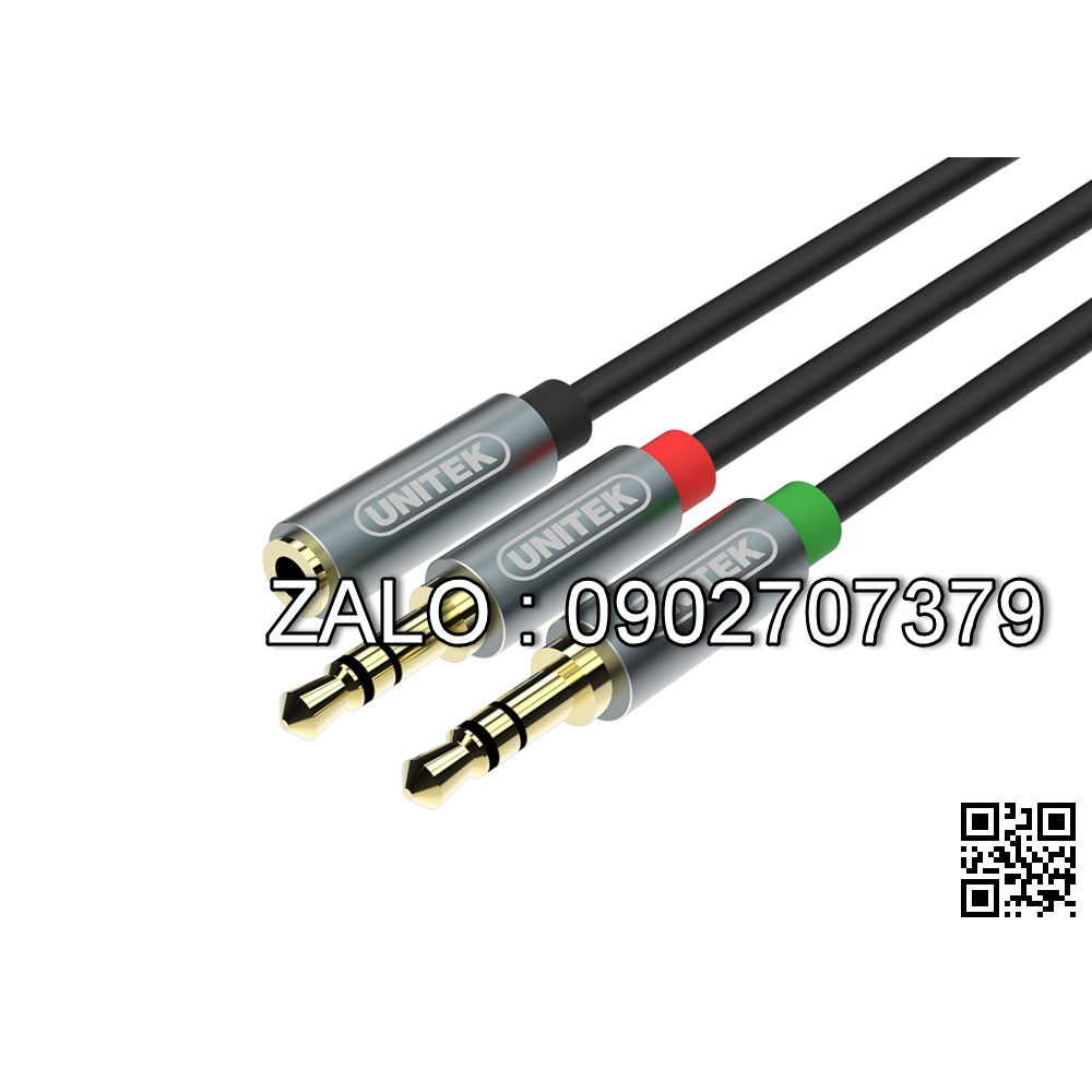 Jack Chia 2 Đầu 3.5 --> 1 Đầu Bông Sen - Unitek 0.2m YC 957ABK