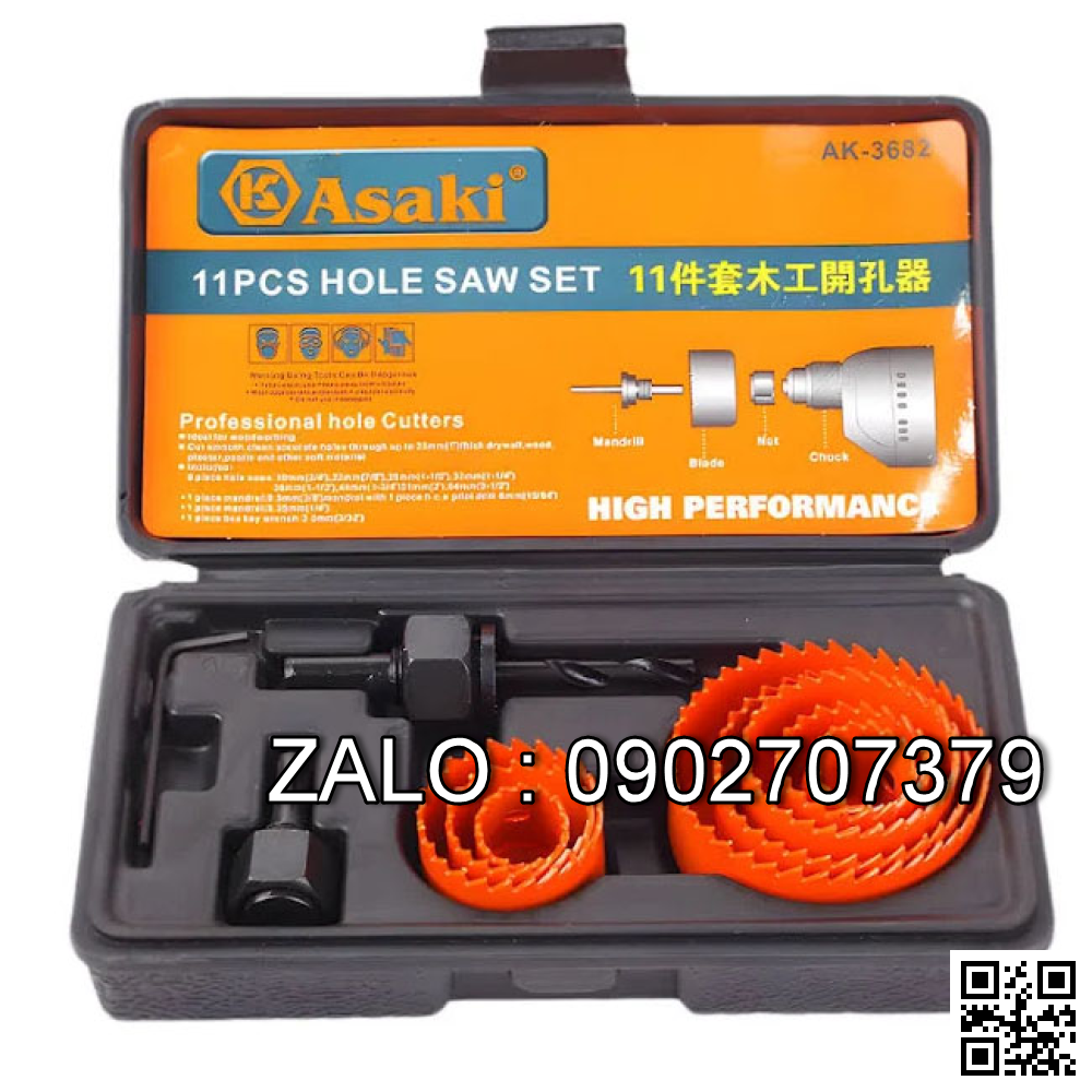Bộ công cụ khoét lỗ gỗ và thạch cao
Asaki 8 chi tiết AK-3681