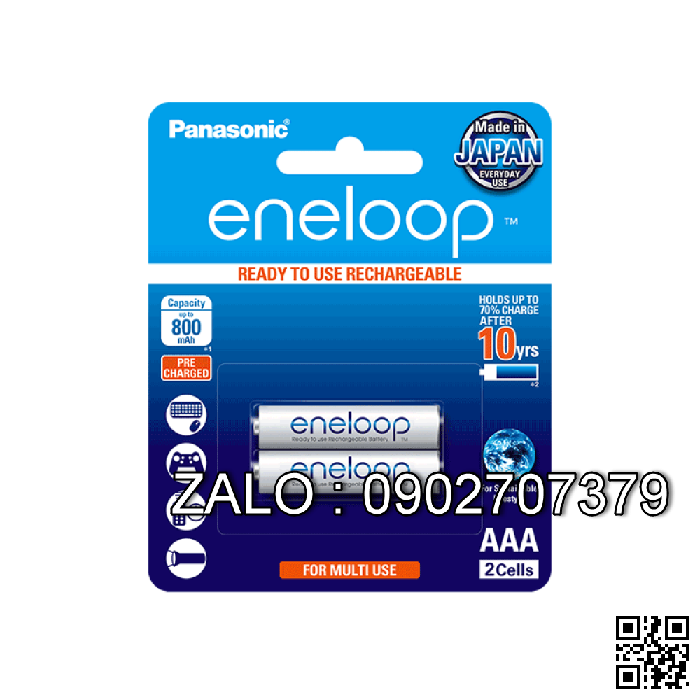 Bộ 2 Pin Sạc AAA Eneloop trắng Panasonic BK-4MCCE/2BV