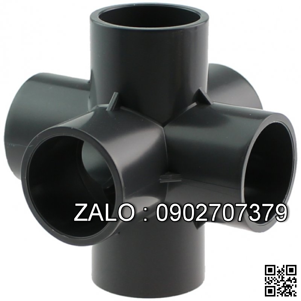 Van bi nhựa PVC ren trong ỏ giữa 6 ngã DN80