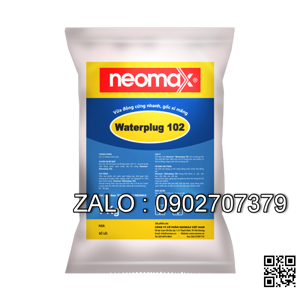 Neomax Waterplug 102 – Vữa đông cứng nhanh gốc xi măng cản nước