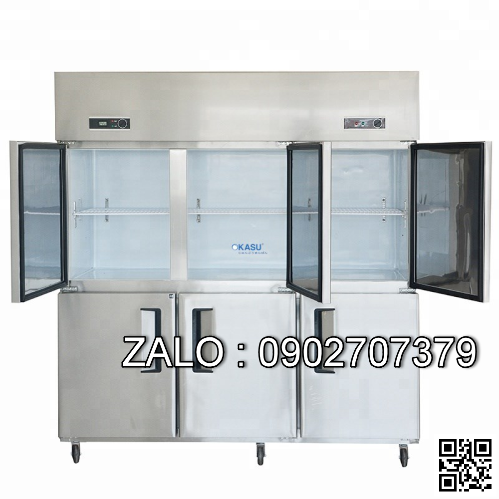 Tủ đông 6 cánh Inox OKASU OKS-Q1.6LM 6C