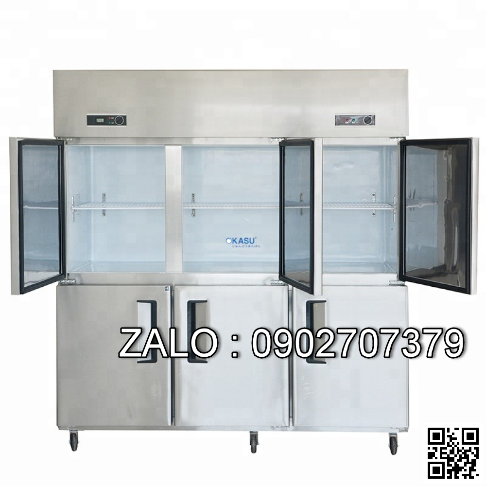 Tủ đông 6 cánh Inox OKASU OKS-Q2.5LM6C
