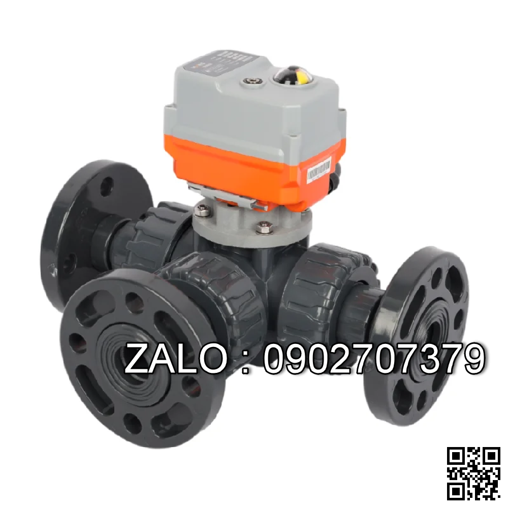 Van bi nhựa điều khiển điện mặt bích 3 ngã DN150