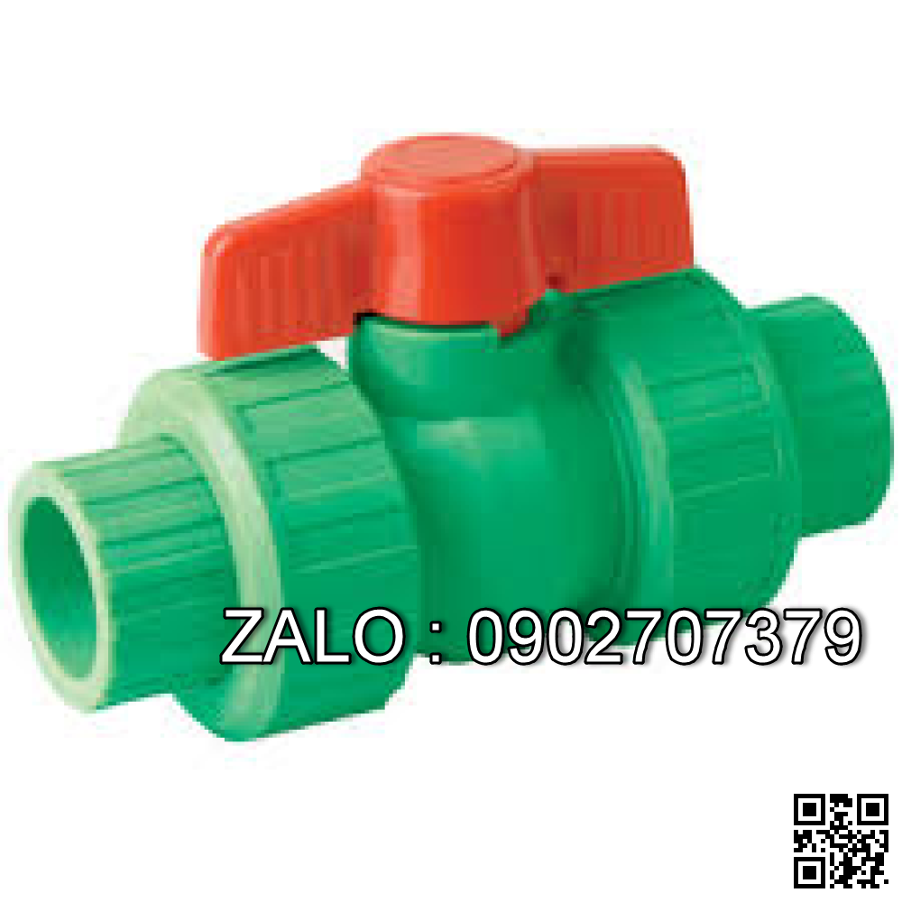Van bi nhựa PPR rắc co 2 đầu sử dụng ống phi 20