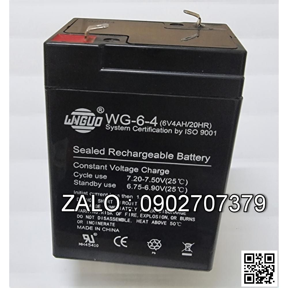 Binh acquy kho WG6-4 (6V4Ah/ 20Hr) Wingo  (70 x 47 x 95) mm