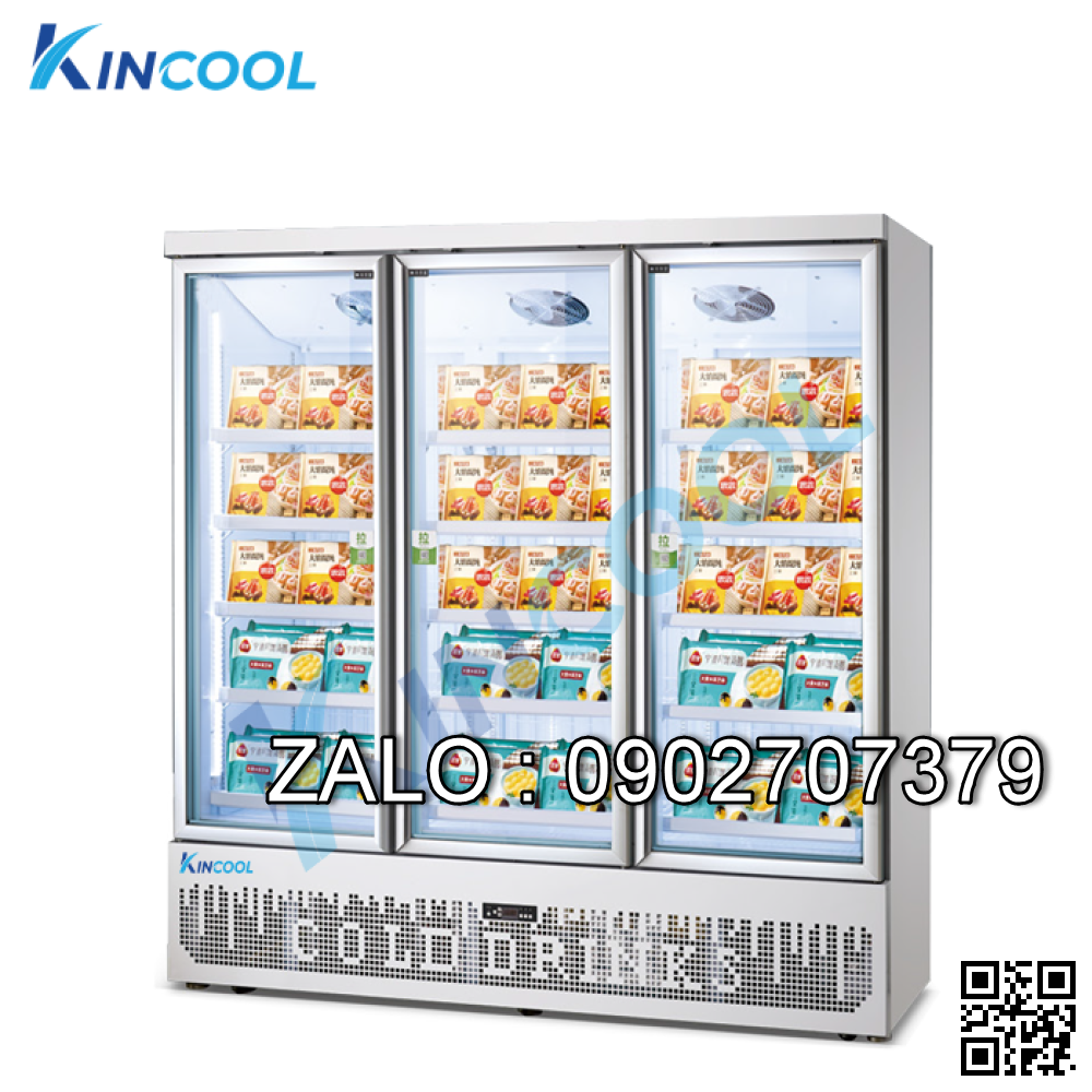 Tủ đông 3 cánh kính quạt gió Kincool