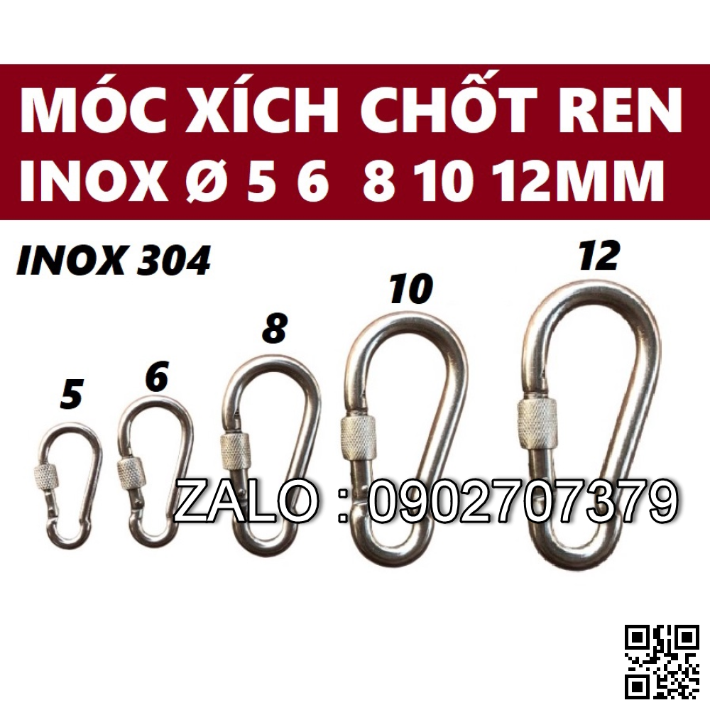 Móc xích Chốt Ren An Toàn INOX 304 số 10