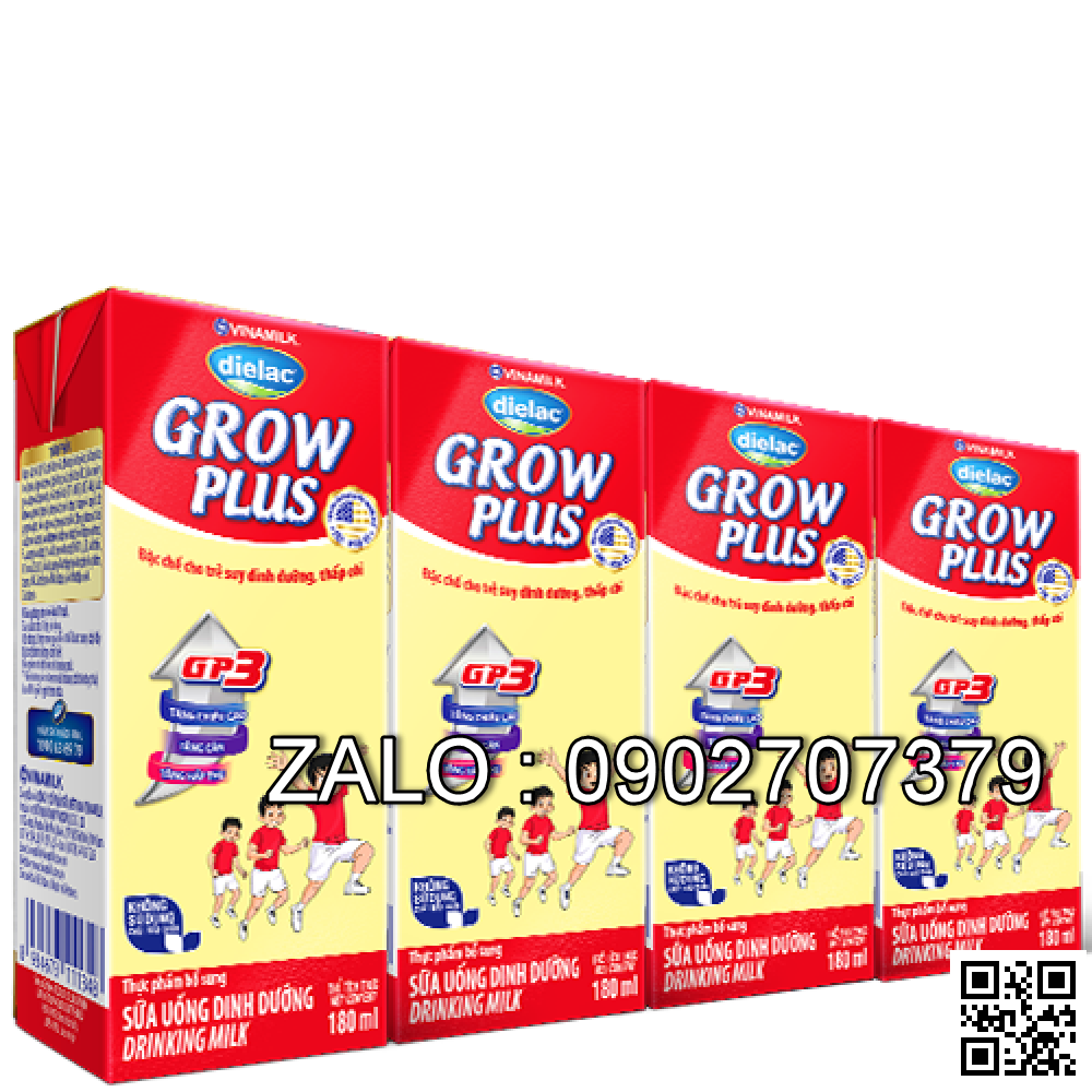 Vinamilk Thùng 48 hộp Sửa uống dinh dưỡng (Sửa bột pha sẵn) Dielac Grow Plus (đỏ)- Lốc 4 hộp x 110ml