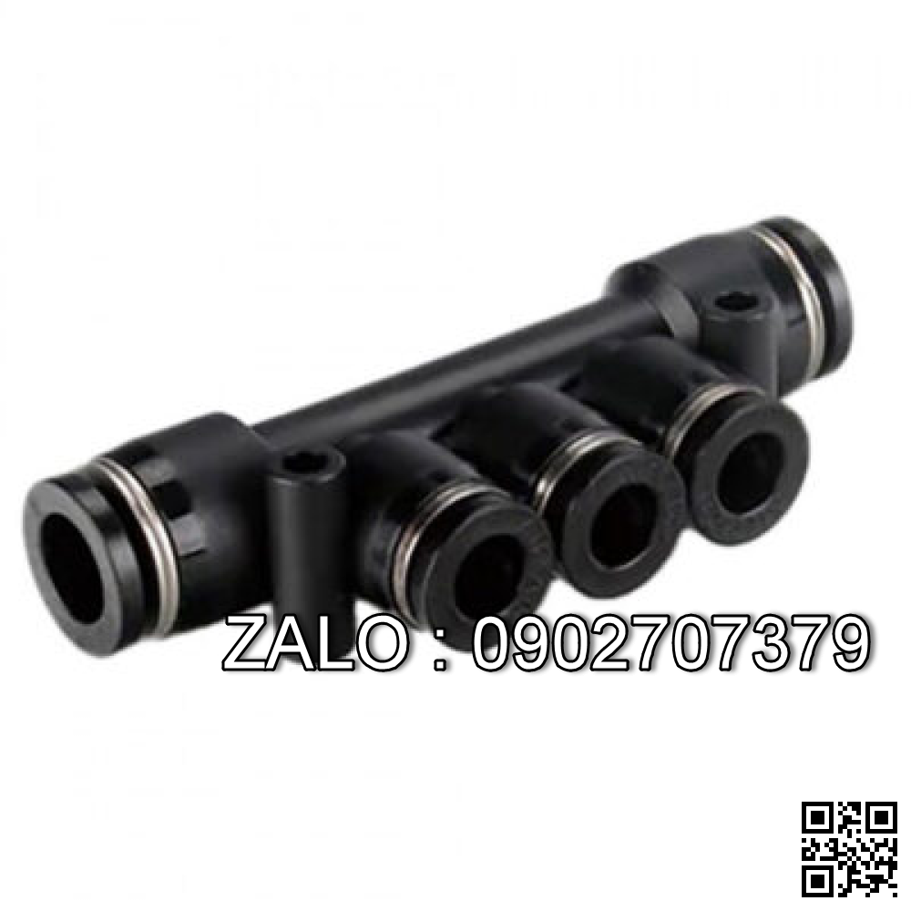 Đầu Nối Khí Chia 3 OD6 mm – OD4 mm Đen Airtac PKG6-4D