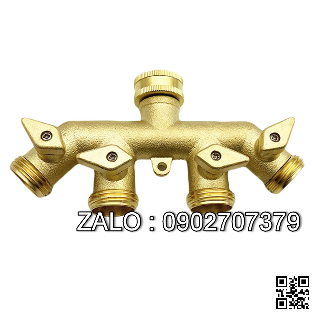 Van thau 5 ngã ren trong ở giữa 4 ren ngoài 4 khóa thau DN40