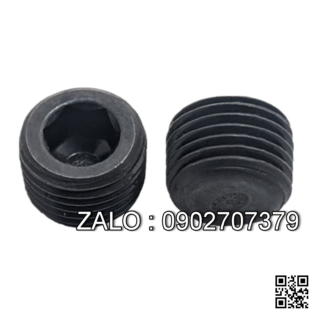 Ốc nhéc nước lục giác thép đen ren PT 1/8