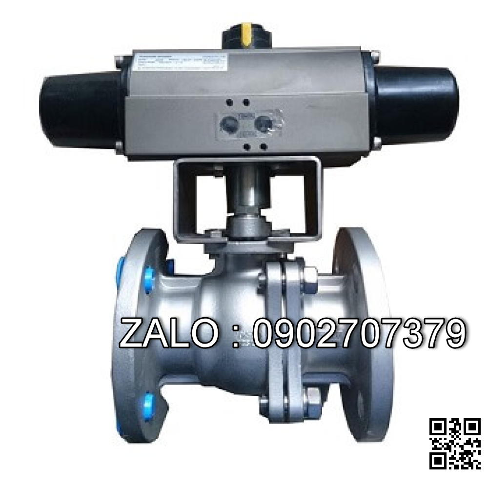 Van bi thép mạ kẽm điều khiển khí nén rắc co 2 ngã DN150
