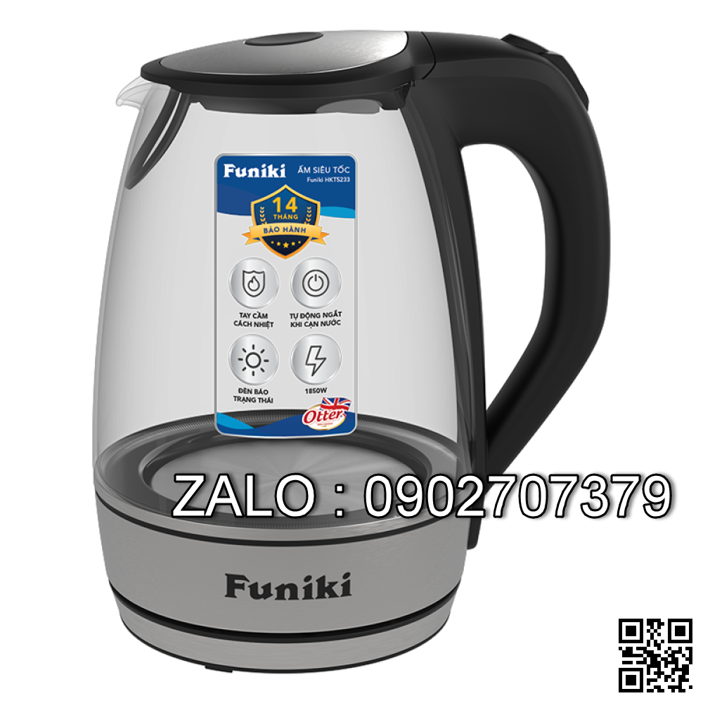 Ấm siêu tốc thủy tinh 1,7 lít Funiki HKT5232