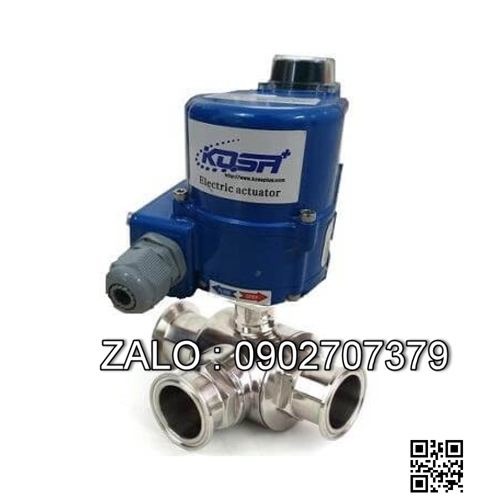 Van bi thép mạ kẽm điều khiển điện rắc co 2 ngã DN100
