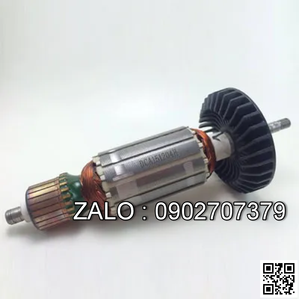 Rotor may mai tay Makita 9553, co kem theo bac dan 607 va choi than, duong kinh rotor 32 mm, chieu dai 152 mm, yeu cau cuon day bang day dong