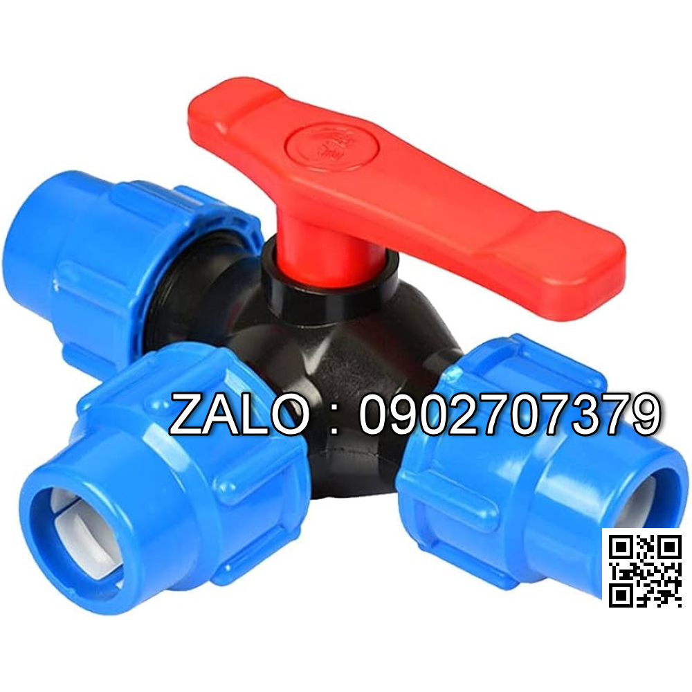 Van bi nhựa PPR 3 ngã sử dụng ống phi 32mm , tay nhựa