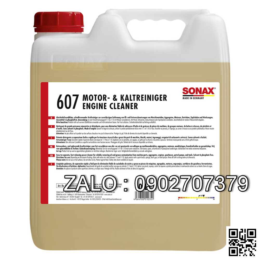 Nước rửa khoang máy ô tô Sonax Engine cold cleaner 607 10 lít