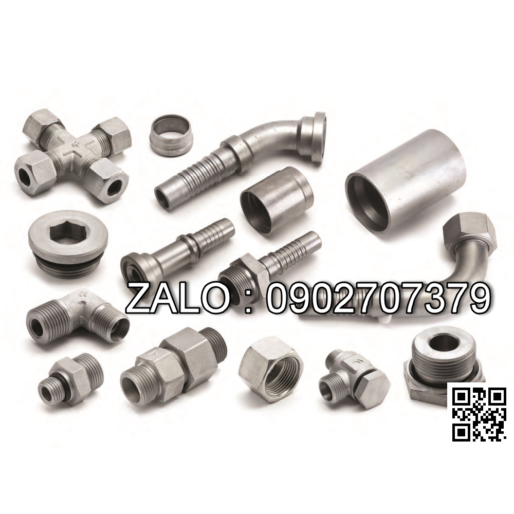 Đầu nối thủy lực 45 độ nối ống 1/2 inch , đầu cái ren trong 13/16-16UN đầu bằng tiêu chuẩn ORFS, loại đầu cái, gồm 1 đầu nối 45 độ và 1 vỏ áo