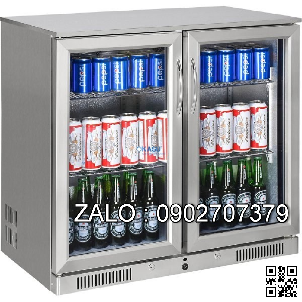 Tủ làm lạnh quầy bar mini 2 cánh kính OKASU SC-208FS