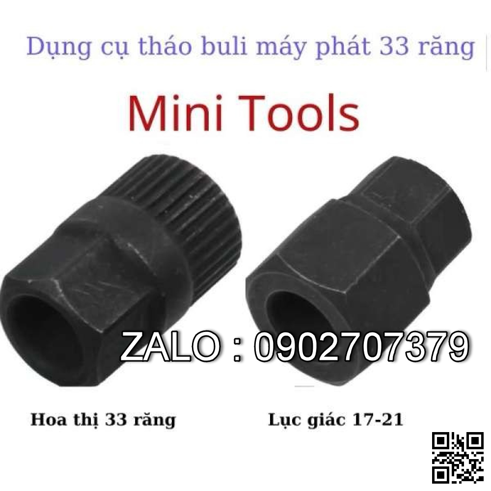 Khẩu tháo buli giảm giật máy phát , diamo 33 răng