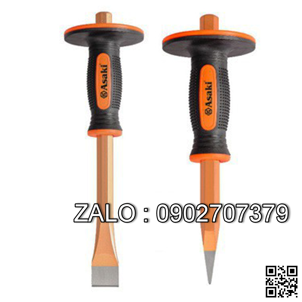 Đục sắt mũi nhọn Asaki có tay chắn 16x300mm AK-9643