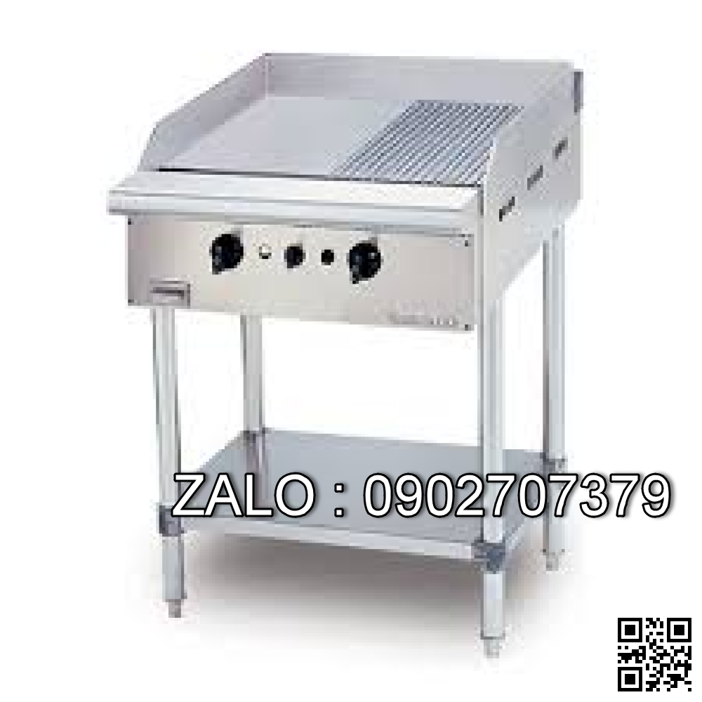 BẾP CHIÊN PHẲNG NỬA NHÁM DÙNG GAS CÓ CHÂN ĐỠ GG2B12RFS
