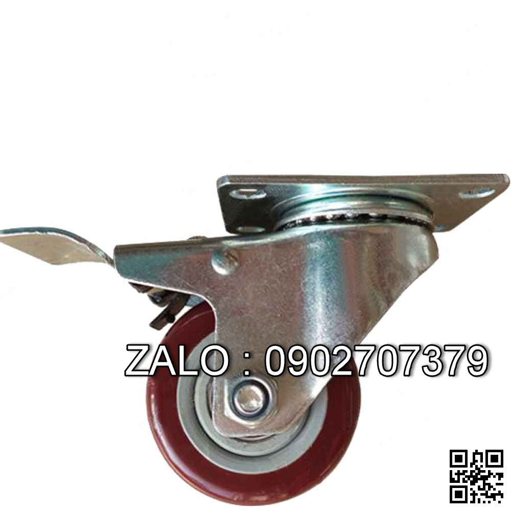 Bánh xe đẩy TCF38 cao su nhiệt nâu vít khóa Ø38x12 mm