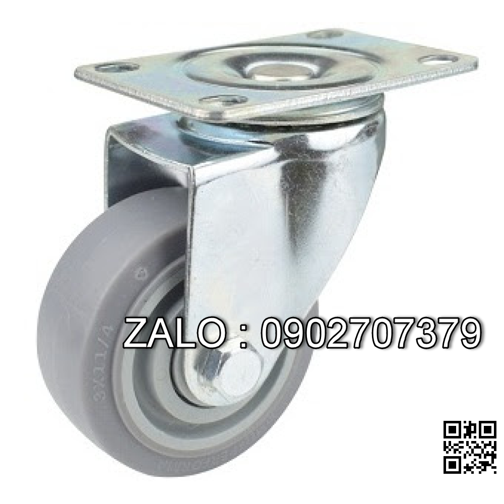 Bánh Xe TPR Xám Phi 75x32 - Ốc Khóa Tải Trọng 100kg / 1 Cái