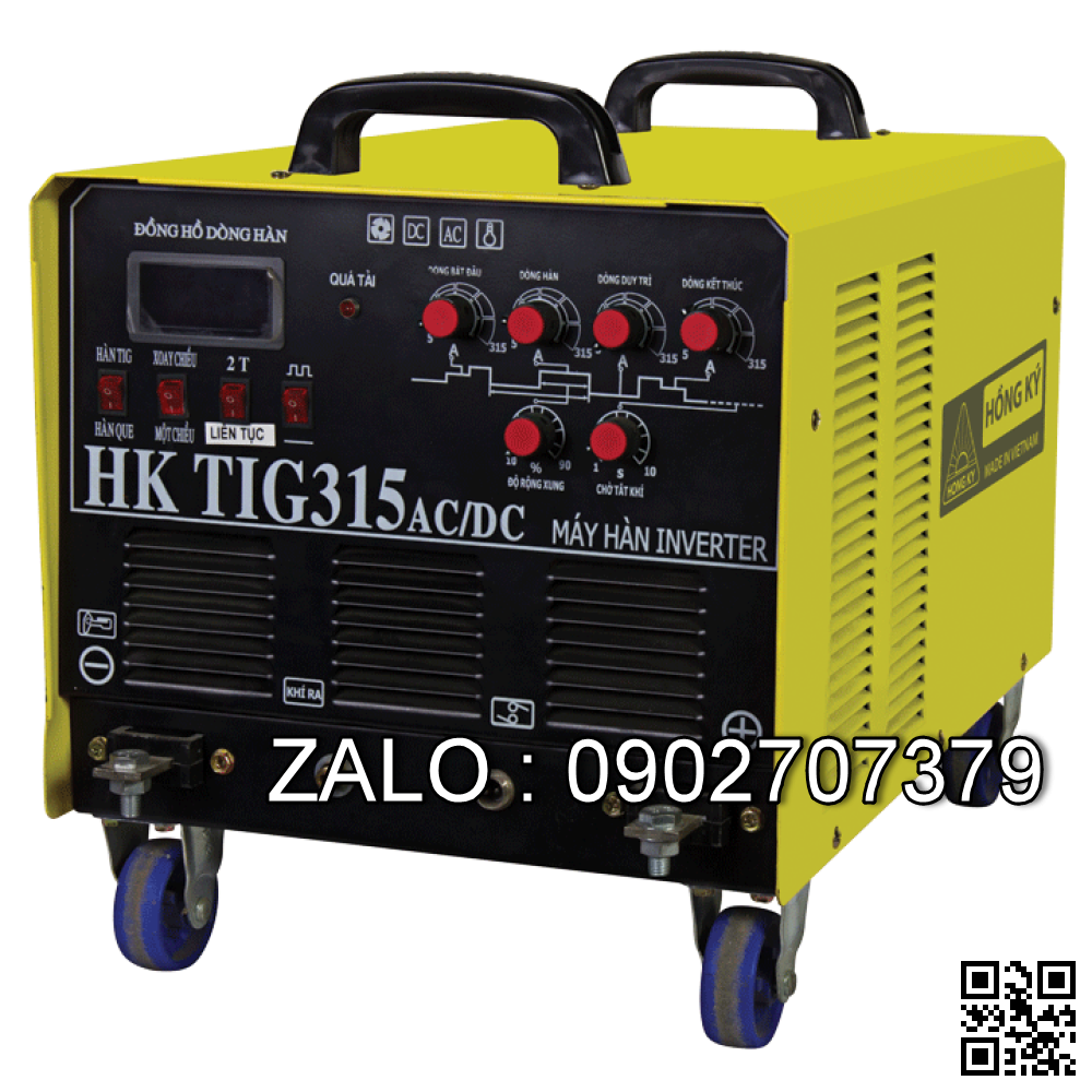 Máy hàn Tig + que Inverter 315 Ampe - 220V (AC/DC) HK TIG315ACDC -380V ( Máy có chức năng hàn nhôm, bộ súng giải nhiệt bằng nước) Hỗ trợ chức năng 2T